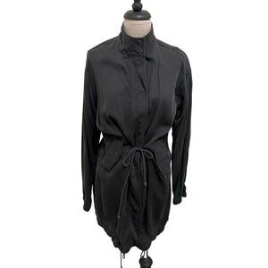 GF Collection Women's High Neck Long Sleeve Drawstring Utility Jacket Black XS